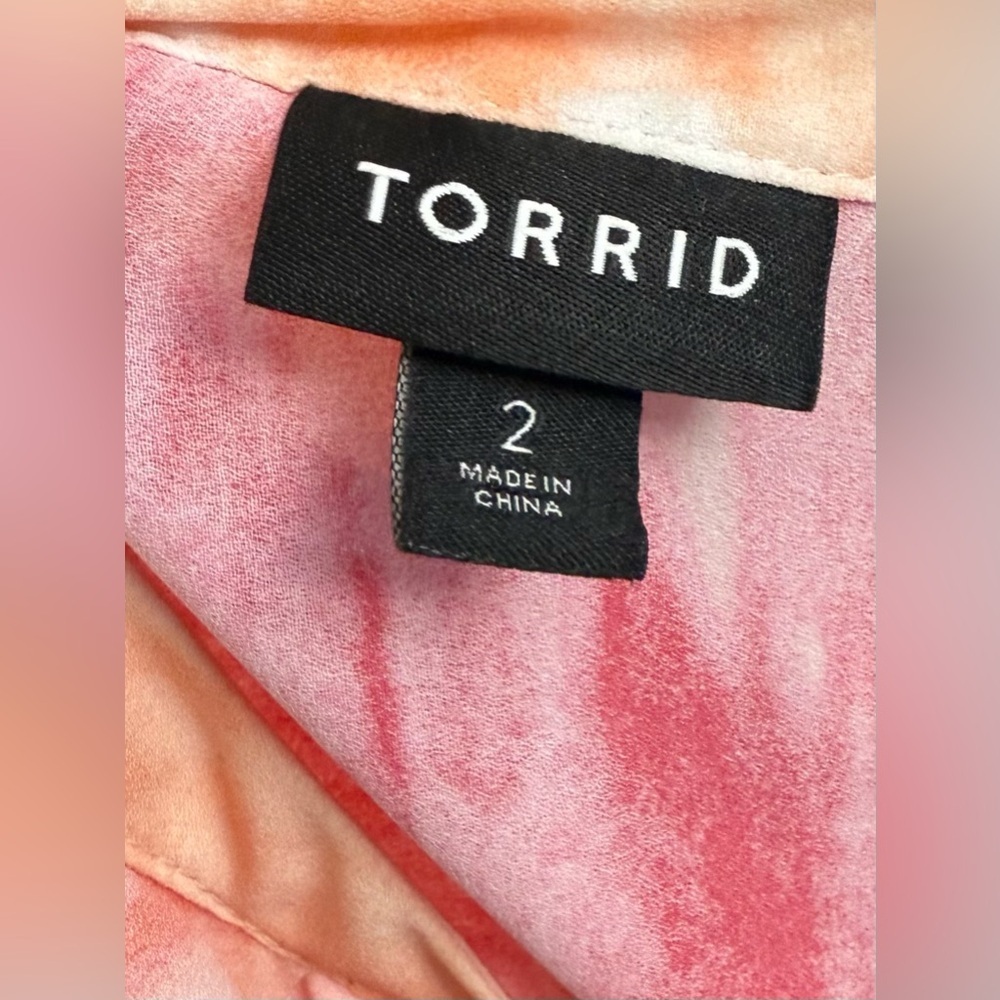 Torrid Pastel Tie Dye Tunic Top Women’s 2X Plus Size 18/20 Short Sleeve Blouse - Picture 3 of 3